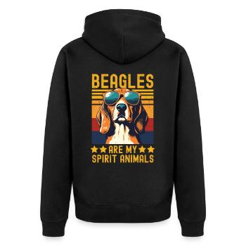 Beagle mit sonnenbrille retro - Unisex Premium Bio Zip Hoodie - Schwarz - Hinten - Nico (187cm)