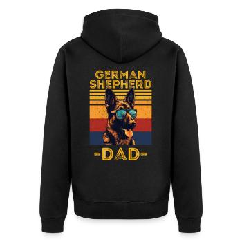 German Shepherd with sunglasses retro - Unisex Premium Organic Zip Hoodie - black - Back - Nico (187cm)