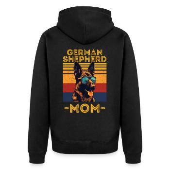 German Shepherd with sunglasses retro - Unisex Premium Organic Zip Hoodie - black - Back - Nico (187cm)