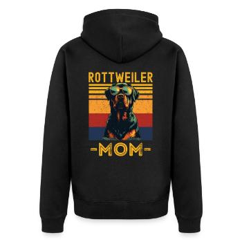 Rottweiler mit sonnenbrille retro - Unisex Premium Bio Zip Hoodie - Schwarz - Hinten - Nico (187cm)