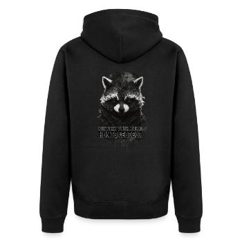 support your local huntsaboteur - Unisex Premium Organic Zip Hoodie - black - Back - Nico (187cm)