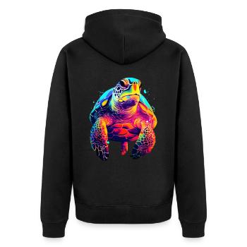 Colorful sea turtle - Unisex Premium Organic Zip Hoodie - black - Back - Nico (187cm)