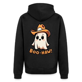 Halloween Ghost Cowboy - Unisex Premium Organic Zip Hoodie - black - Back - Nico (187cm)
