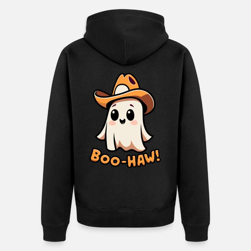Halloween Ghost Cowboy - Veste à capuche bio Premium Unisexe - noir