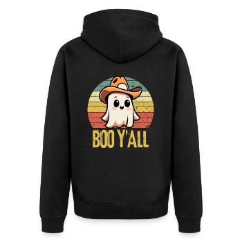 Halloween Ghost Cowboy - Unisex Premium Organic Zip Hoodie - black - Back - Nico (187cm)