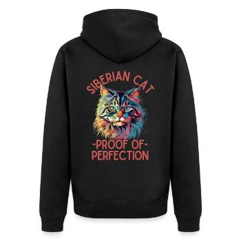 Sibirische Katze Liebhaber Bunte Sibirische Katze - Unisex Premium Bio Zip Hoodie - Schwarz - Hinten - Nico (187cm)