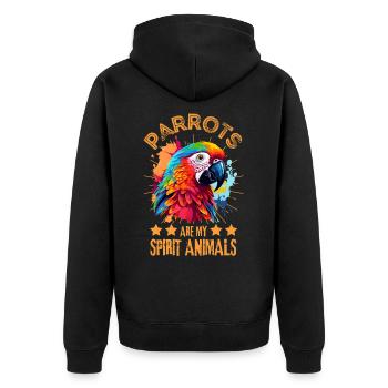 Bunter Papagei Spruch - Unisex Premium Bio Zip Hoodie - Schwarz - Hinten - Nico (187cm)