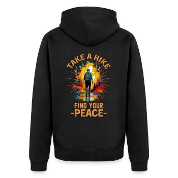 Wandern Spruch Geschenk - Unisex Premium Bio Zip Hoodie - Schwarz - Hinten - Nico (187cm)