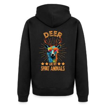 Deer with sunglasses - Unisex Premium Organic Zip Hoodie - black - Back - Nico (187cm)