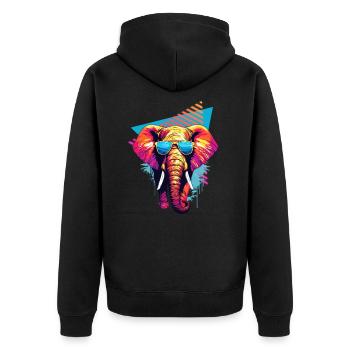 Elephant with sunglasses 80s style - Unisex Premium Organic Zip Hoodie - black - Back - Nico (187cm)