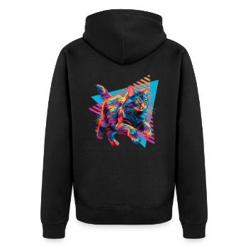 Maine Coon 80s Style - Unisex Premium Organic Zip Hoodie - black - Back - Nico (187cm)