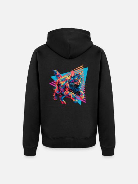 Maine Coon 80s Style - Unisex Premium Organic Zip Hoodie - black