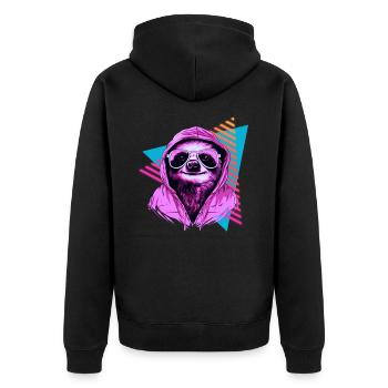 Sloth with sunglasses 80s style - Unisex Premium Organic Zip Hoodie - black - Back - Nico (187cm)