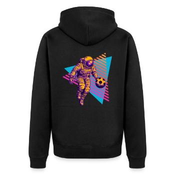 Fußball Astronaut 80er 90er - Unisex Premium Bio Zip Hoodie - Schwarz - Hinten - Nico (187cm)