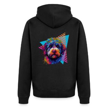 Lagotto Romagnolo 80s style - Unisex Premium Organic Zip Hoodie - black - Back - Nico (187cm)