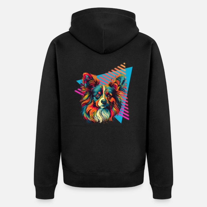 Papillon 80er Jahre Stil - Unisex Premium Bio Zip Hoodie - Schwarz