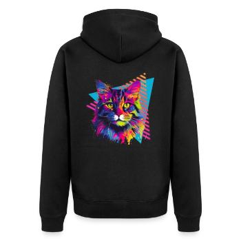 Maine Coon 80s Style - Unisex Premium Organic Zip Hoodie - black - Back - Nico (187cm)