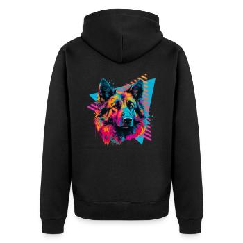 Tervueren 80s style - Unisex Premium Organic Zip Hoodie - black - Back - Nico (187cm)