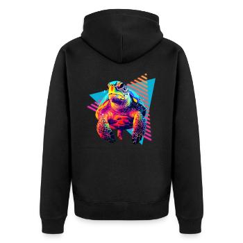 Sea turtle 80s style - Unisex Premium Organic Zip Hoodie - black - Back - Nico (187cm)