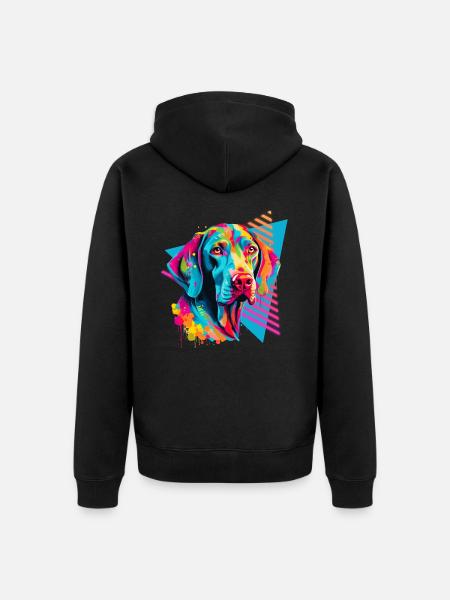 Weimaraner 80s style - Unisex Premium Organic Zip Hoodie - black