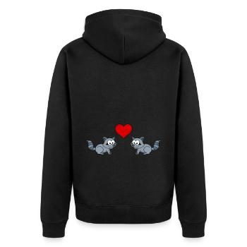 Raccoon Comic Couple Amour - Veste à capuche bio Premium Unisexe - noir - Dos - Nico (187cm)