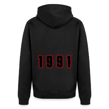 1991 Year Number - Unisex Premium Organic Zip Hoodie - black - Back - Nico (187cm)