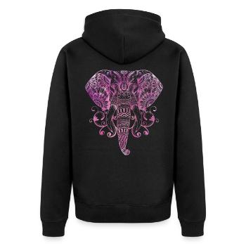 MANDALA ELEFANT GANESHA BUDDHISMUS - Unisex Premium Bio Zip Hoodie - Schwarz - Hinten - Nico (187cm)