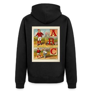 Baseball ABC 1885 - Vintage Buch-Illustration Nr.4 - Unisex Premium Bio Zip Hoodie - Schwarz - Hinten - Nico (187cm)