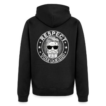 Respektiere den Bart 3 Tage Bart Oberlippenbart - Unisex Premium Bio Zip Hoodie - Schwarz - Hinten - Nico (187cm)