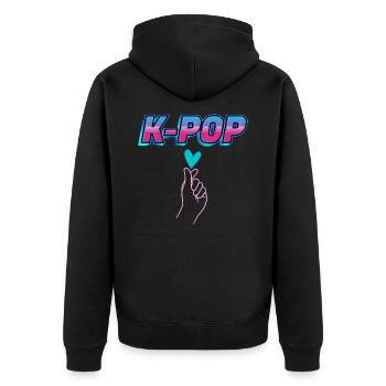 k-pop ou korean pop - Veste à capuche bio Premium Unisexe - noir - Dos - Nico (187cm)