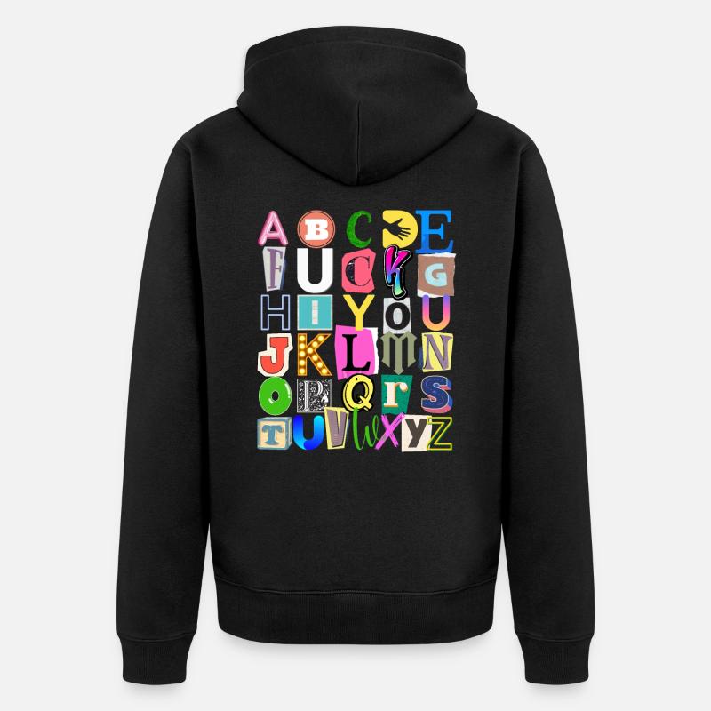 Alphabet et message caché - Veste à capuche bio Premium Unisexe - noir
