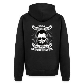 I ́m a bearded Dad what ́s your superpower - Unisex Premium Organic Zip Hoodie - black - Back - Nico (187cm)
