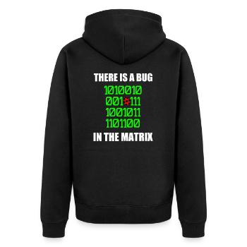 There is a bug in matrix ladybug pun, binary - Unisex Premium Organic Zip Hoodie - black - Back - Nico (187cm)