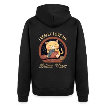Ich liebe meine Strickermutter wirklich - Unisex Premium Bio Zip Hoodie - Schwarz - Hinten - Nico (187cm)