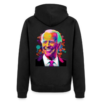 Président souriant - Veste à capuche bio Premium Unisexe - noir - Dos - Nico (187cm)