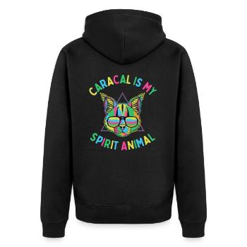 Caracal is My Spirit Animal - Unisex Premium Organic Zip Hoodie - black - Back - Nico (187cm)