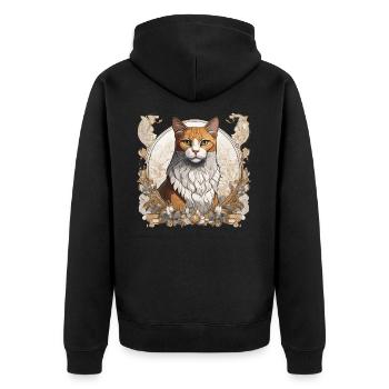 Royal Cat königliche Katze - Unisex Premium Bio Zip Hoodie - Schwarz - Hinten - Nico (187cm)