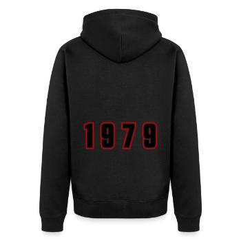 Numéro d’année 1979 - Veste à capuche bio Premium Unisexe - noir - Dos - Nico (187cm)