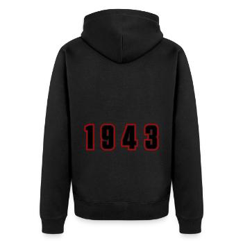 Numéro de l’année 1943 - Veste à capuche bio Premium Unisexe - noir - Dos - Nico (187cm)