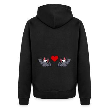 Fledermaus Comic Paar liebe - Unisex Premium Bio Zip Hoodie - Schwarz - Hinten - Nico (187cm)
