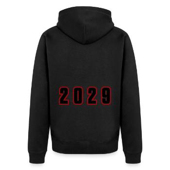 2029 year number - Unisex Premium Organic Zip Hoodie - black - Back - Nico (187cm)