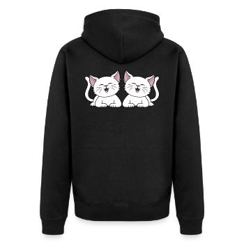 Süße weiße Katzen Katzenbesitzerin Kätzchen Katze - Unisex Premium Bio Zip Hoodie - Schwarz - Hinten - Nico (187cm)