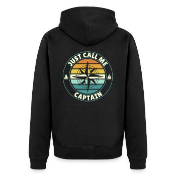 Just call me Captain Segler und Kapitän Spruch - Unisex Premium Bio Zip Hoodie - Schwarz - Hinten - Nico (187cm)