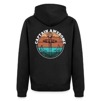 Captain Awesome - Unisex Premium Bio Zip Hoodie - Schwarz - Hinten - Nico (187cm)