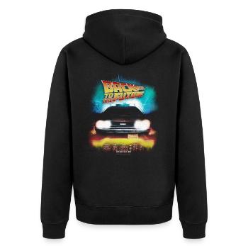 Retour Vers Le Futur Time Logo DeLorean - Veste à capuche bio Premium Unisexe - noir - Dos - Nico (187cm)