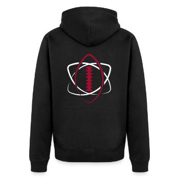 American Football Ball Atom Spieler Lineman Tackle - Unisex Premium Bio Zip Hoodie - Schwarz - Hinten - Nico (187cm)