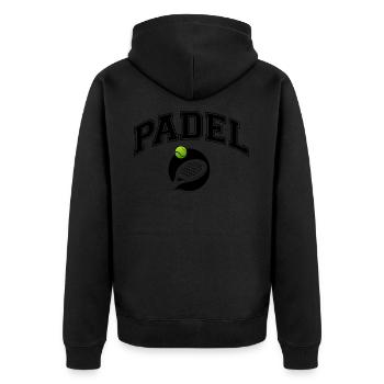 Padel - Geschenk für Padel-Spieler - Unisex Premium Bio Zip Hoodie - Schwarz - Hinten - Nico (187cm)
