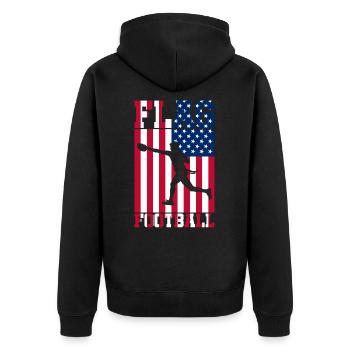 Flag Football Spieler amerikanische Fahne - Unisex Premium Bio Zip Hoodie - Schwarz - Hinten - Nico (187cm)