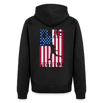 Flag Football USA Spieler amerikanische Flagge - Unisex Premium Bio Zip Hoodie - Schwarz - Hinten - Nico (187cm)