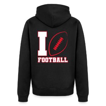 I love Football American Football USA - Unisex Premium Bio Zip Hoodie - Schwarz - Hinten - Nico (187cm)